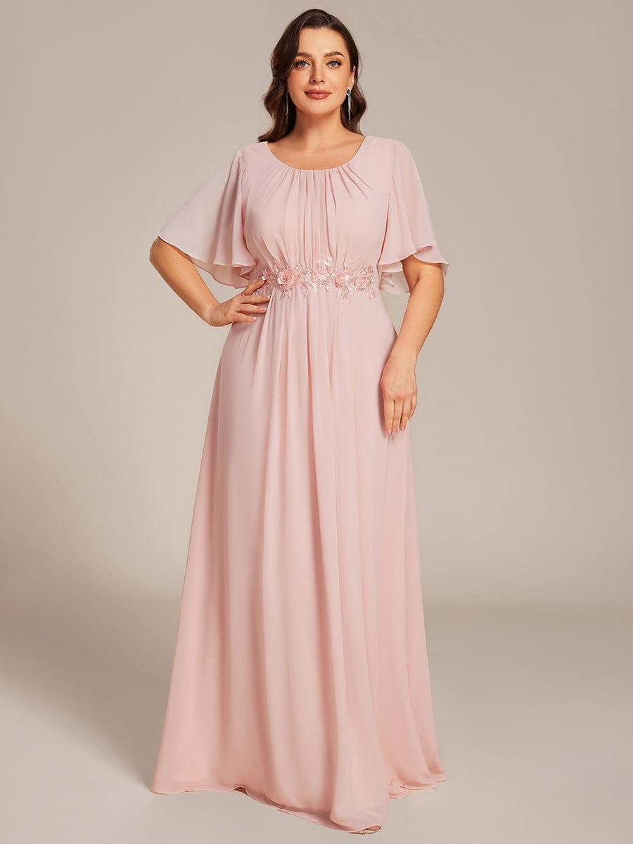 ASPYN|Pleated Applique Maxi Bridesmaid Dress