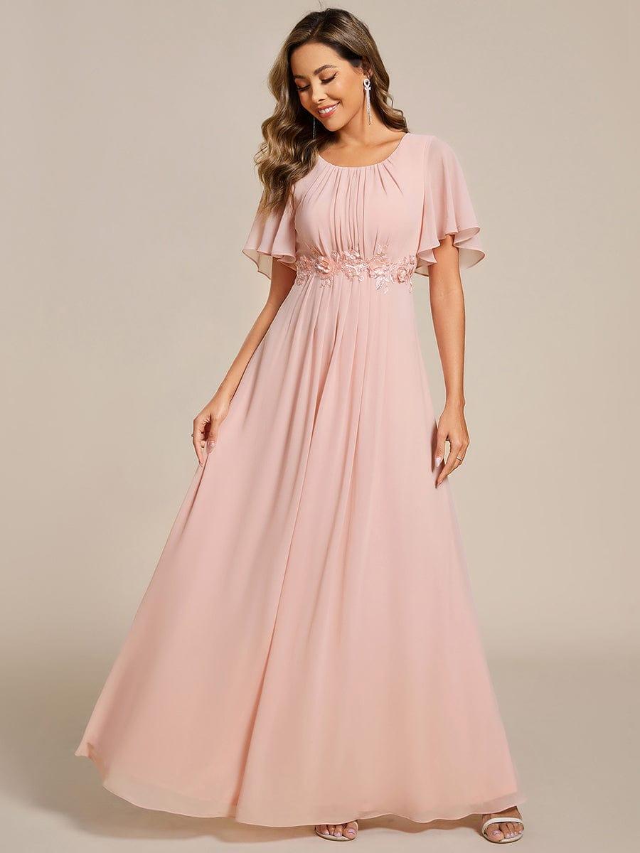 ASPYN|Pleated Applique Maxi Bridesmaid Dress