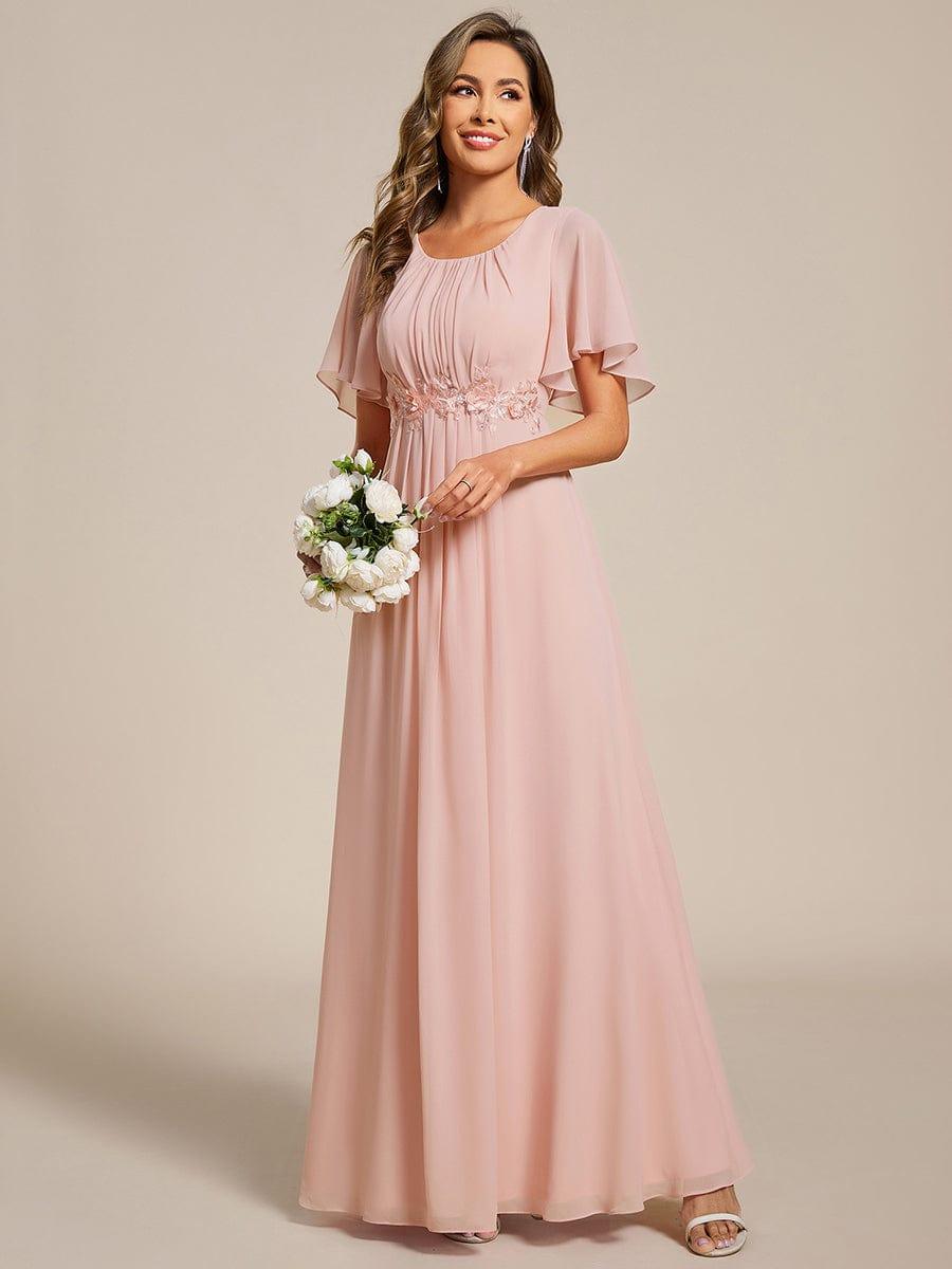 ASPYN|Pleated Applique Maxi Bridesmaid Dress