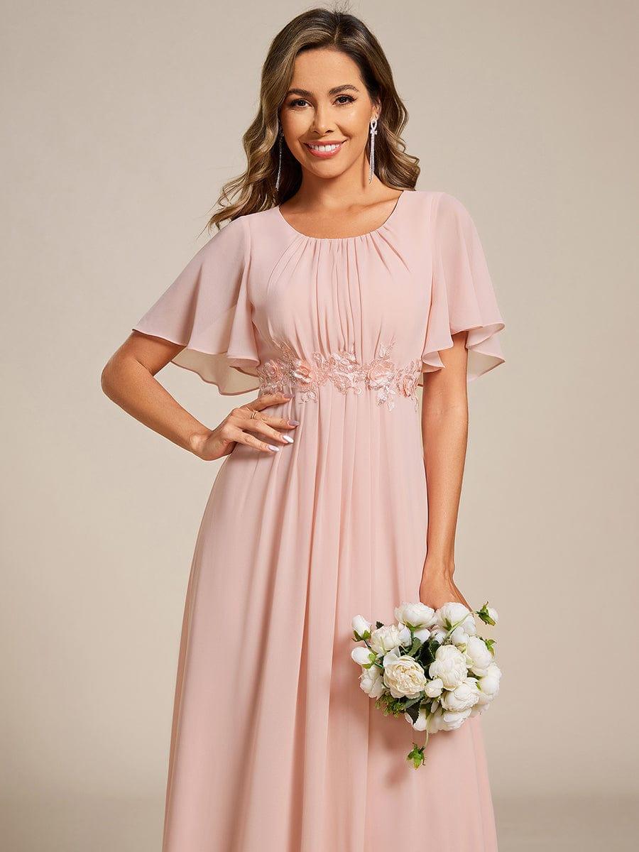 ASPYN|Pleated Applique Maxi Bridesmaid Dress