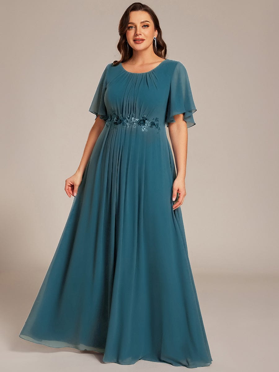ASPYN|Pleated Applique Maxi Bridesmaid Dress