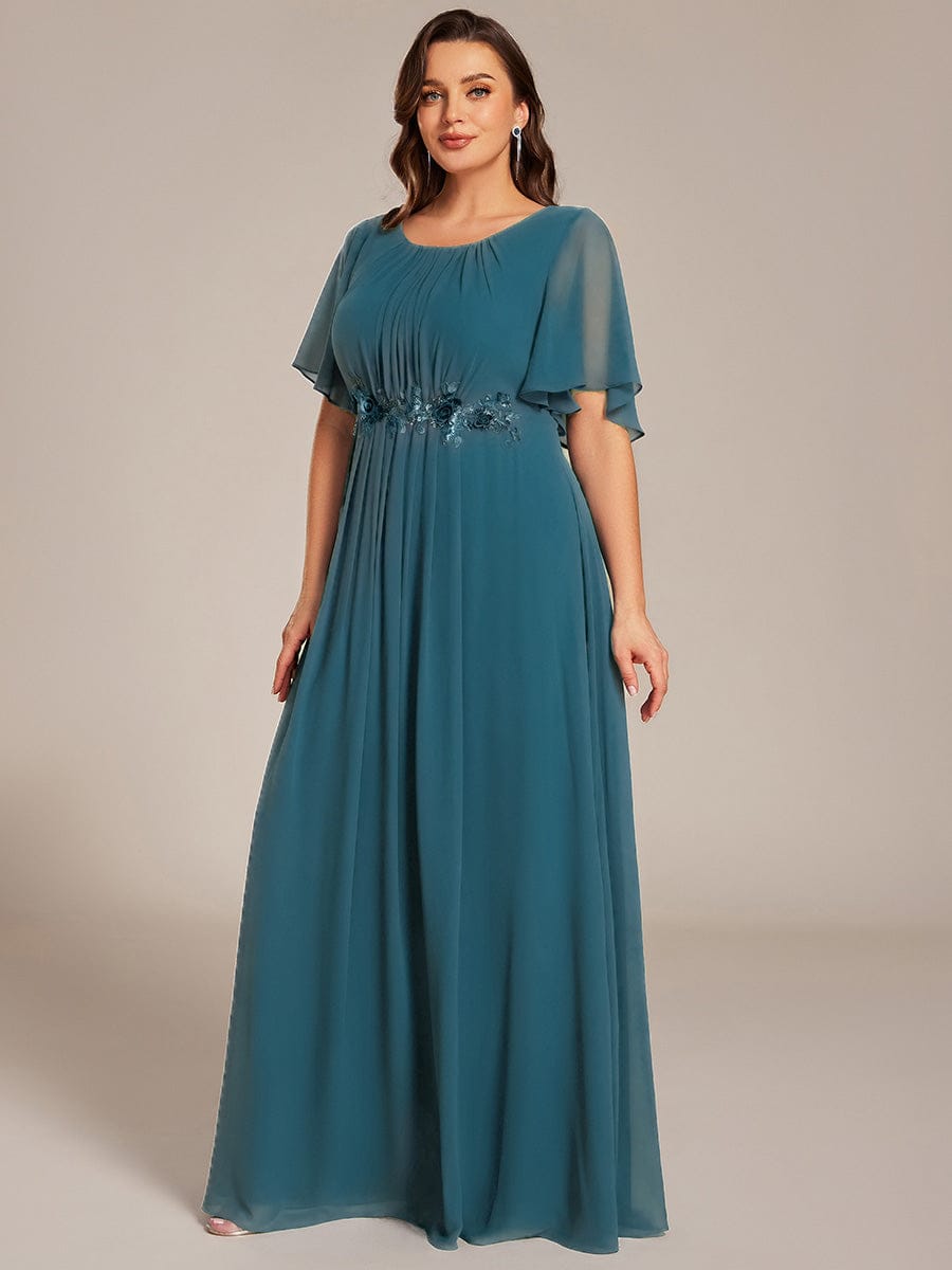 ASPYN|Pleated Applique Maxi Bridesmaid Dress