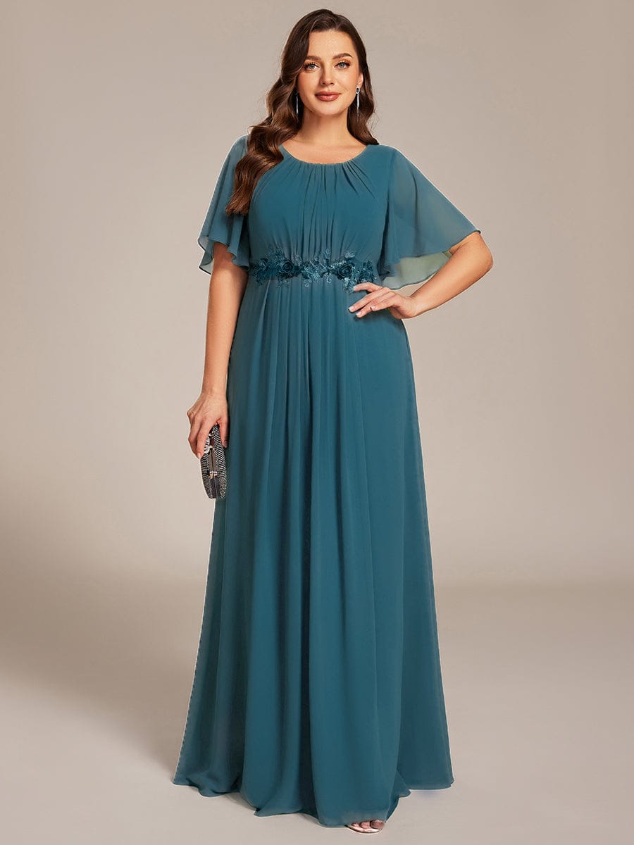 ASPYN|Pleated Applique Maxi Bridesmaid Dress