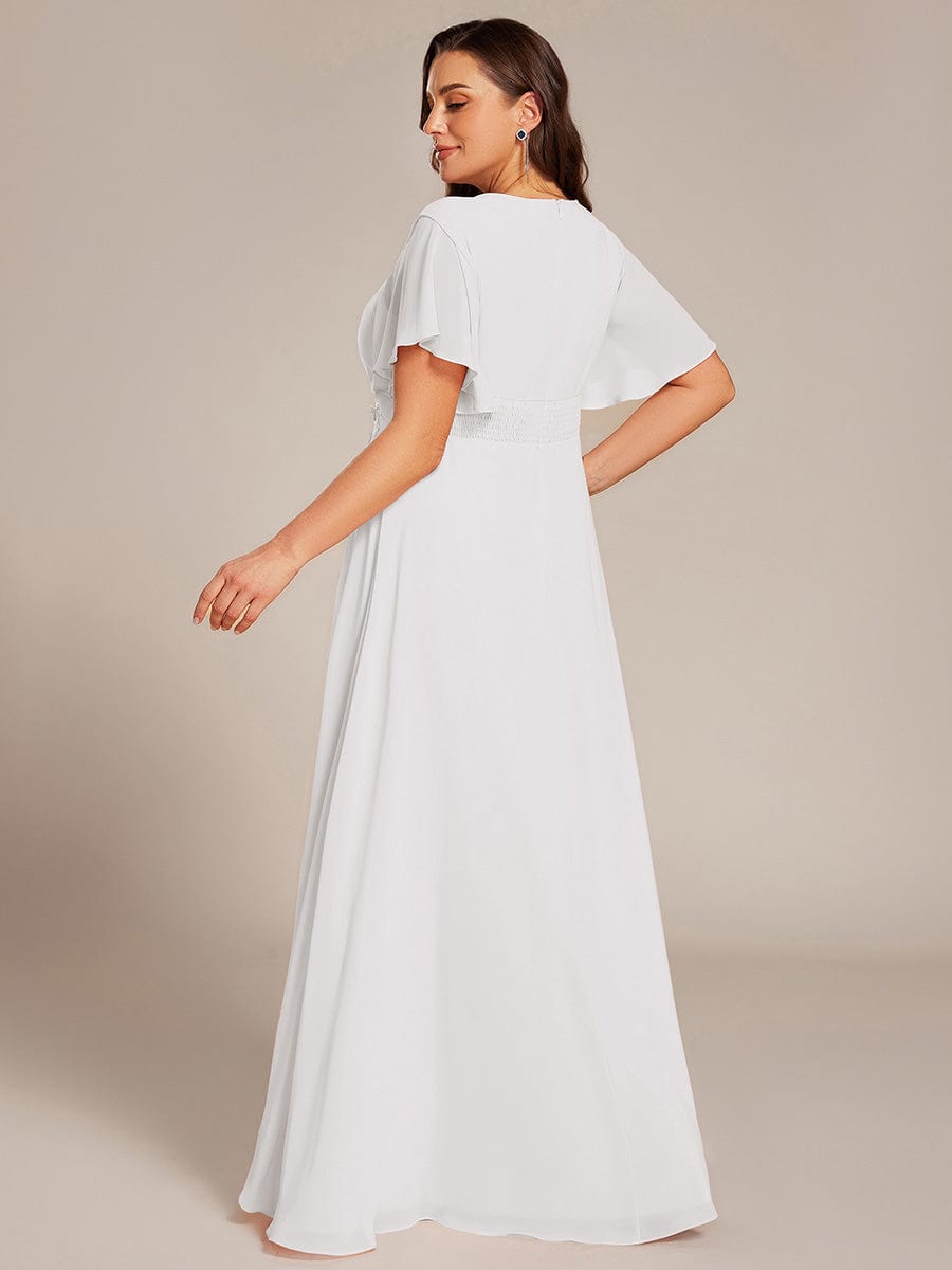 ASPYN|Pleated Applique Maxi Bridesmaid Dress
