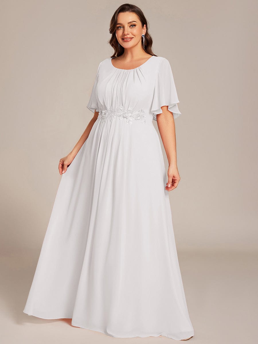 pretty ASPYN|Plus Size Pleated Waist Applique Maxi Bridesmaid Dress