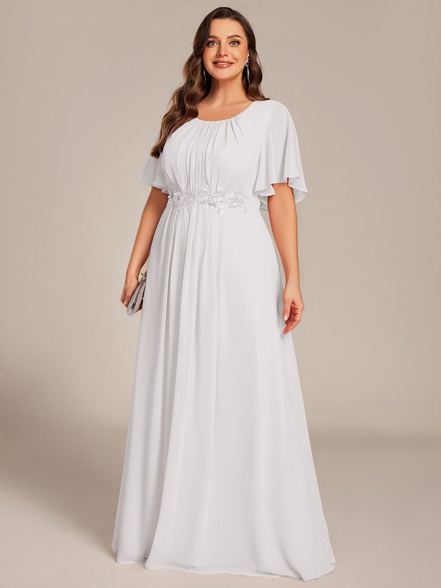 ASPYN|Pleated Applique Maxi Bridesmaid Dress