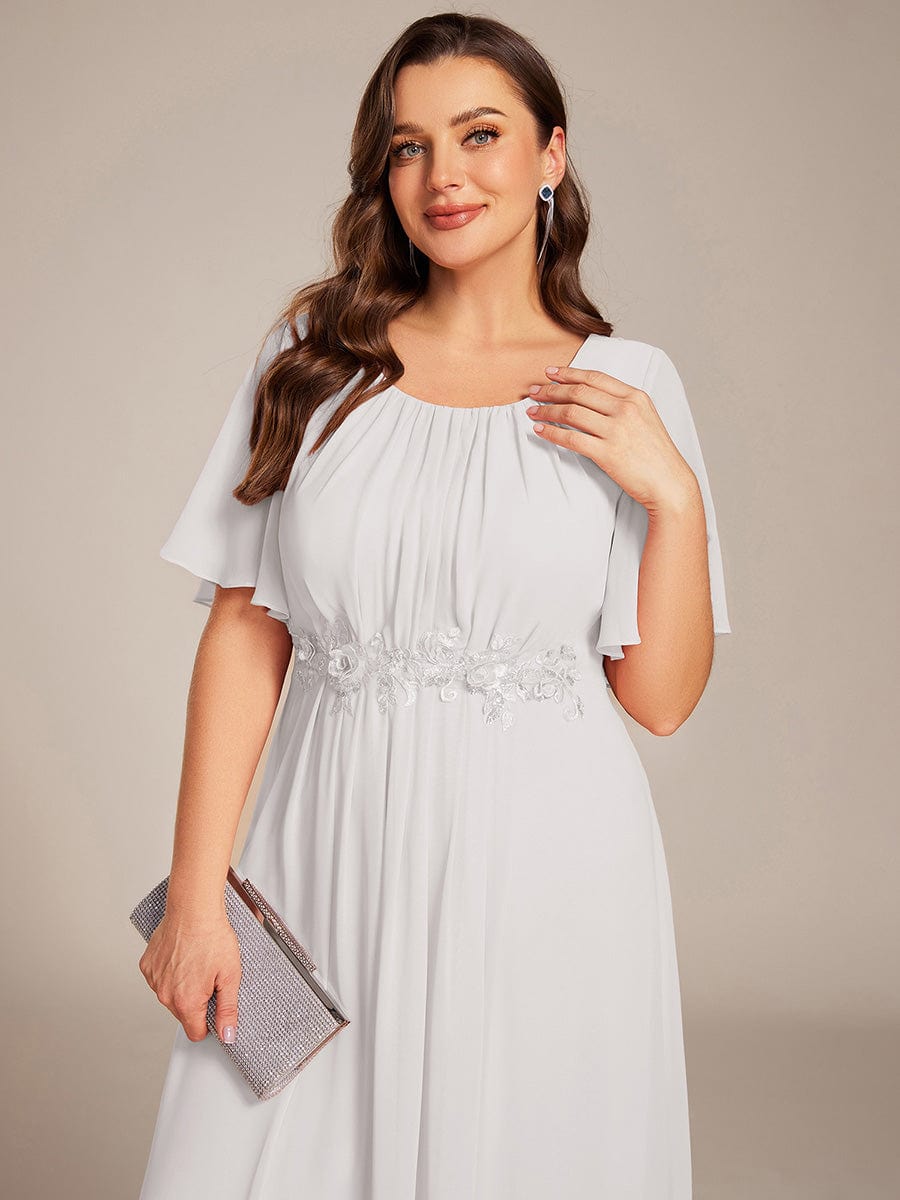 ASPYN|Pleated Applique Maxi Bridesmaid Dress