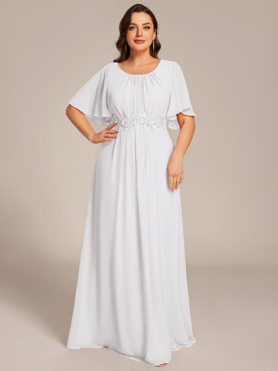 ASPYN|Pleated Applique Maxi Bridesmaid Dress
