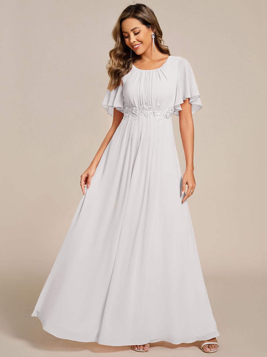 ASPYN|Pleated Applique Maxi Bridesmaid Dress
