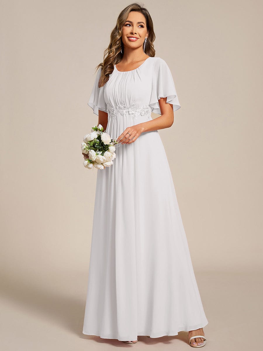 ASPYN|Pleated Applique Maxi Bridesmaid Dress