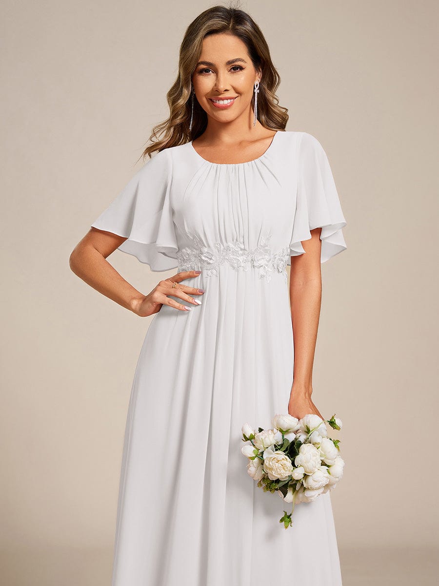 ASPYN|Pleated Applique Maxi Bridesmaid Dress