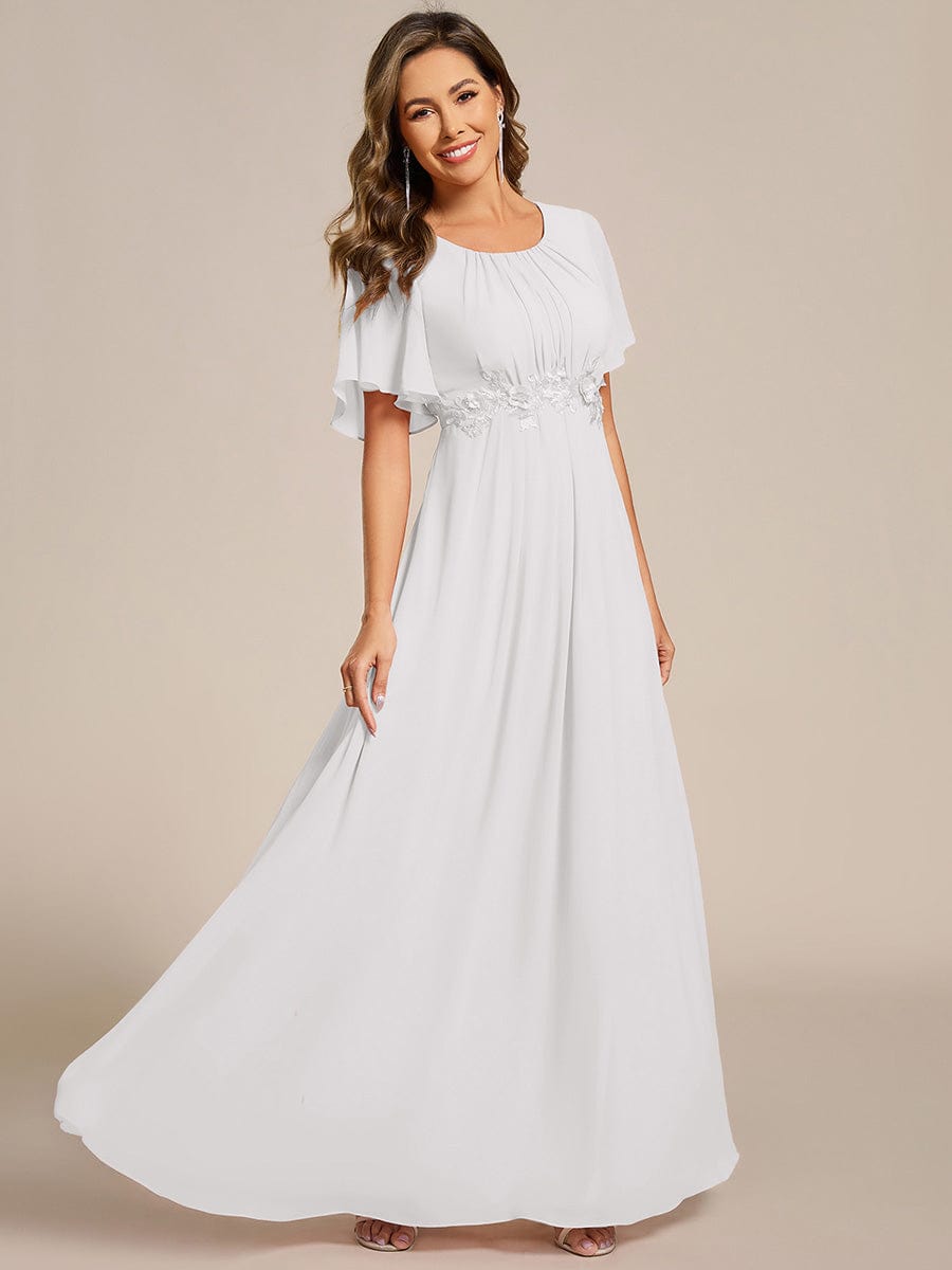 ASPYN|Pleated Applique Maxi Bridesmaid Dress