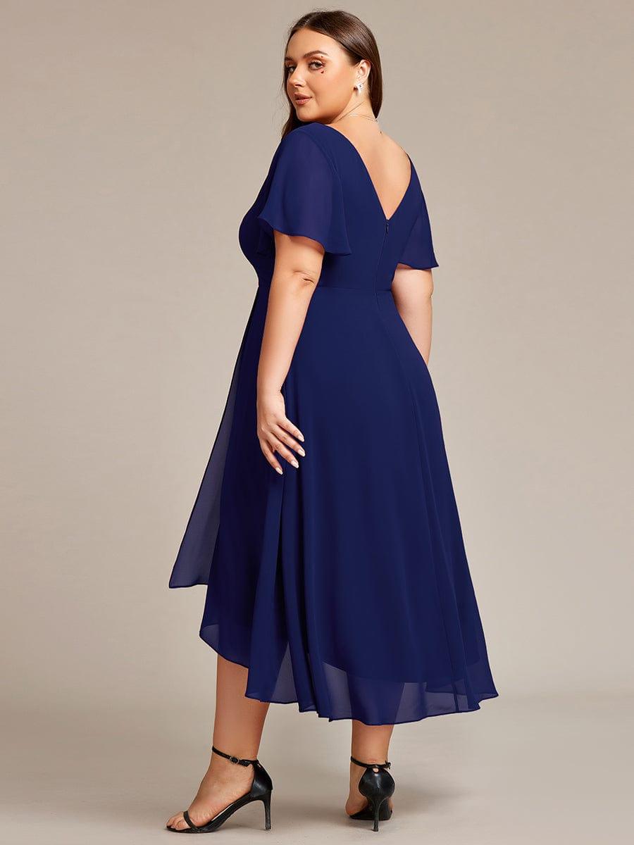 pretty AALIA|Plus Size Flowing Chiffon V-Neck Ruffle Sleeves Bridesmaid Dress