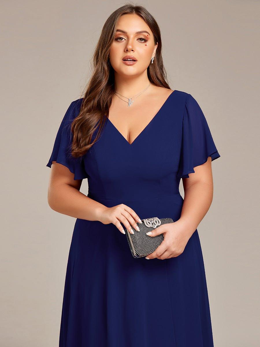 AALIA|Flowing Chiffon V-Neck Ruffle Sleeves Bridesmaid Dress
