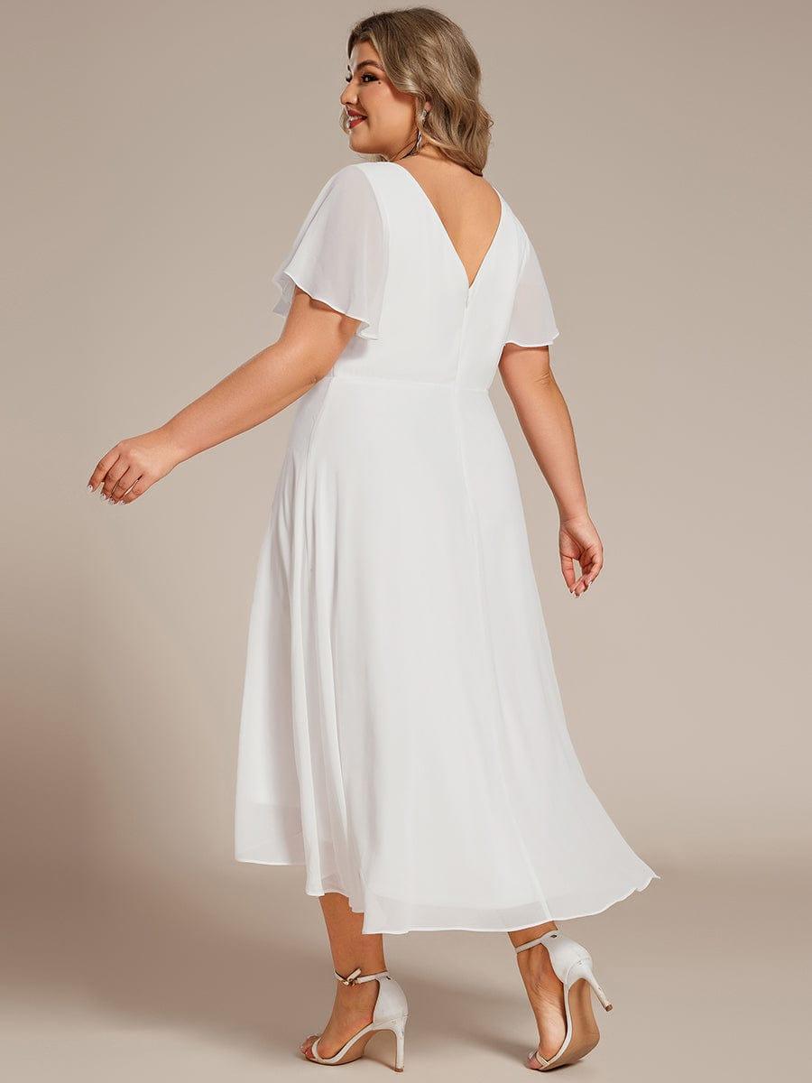 AALIA|Flowing Chiffon V-Neck Ruffle Sleeves Bridesmaid Dress