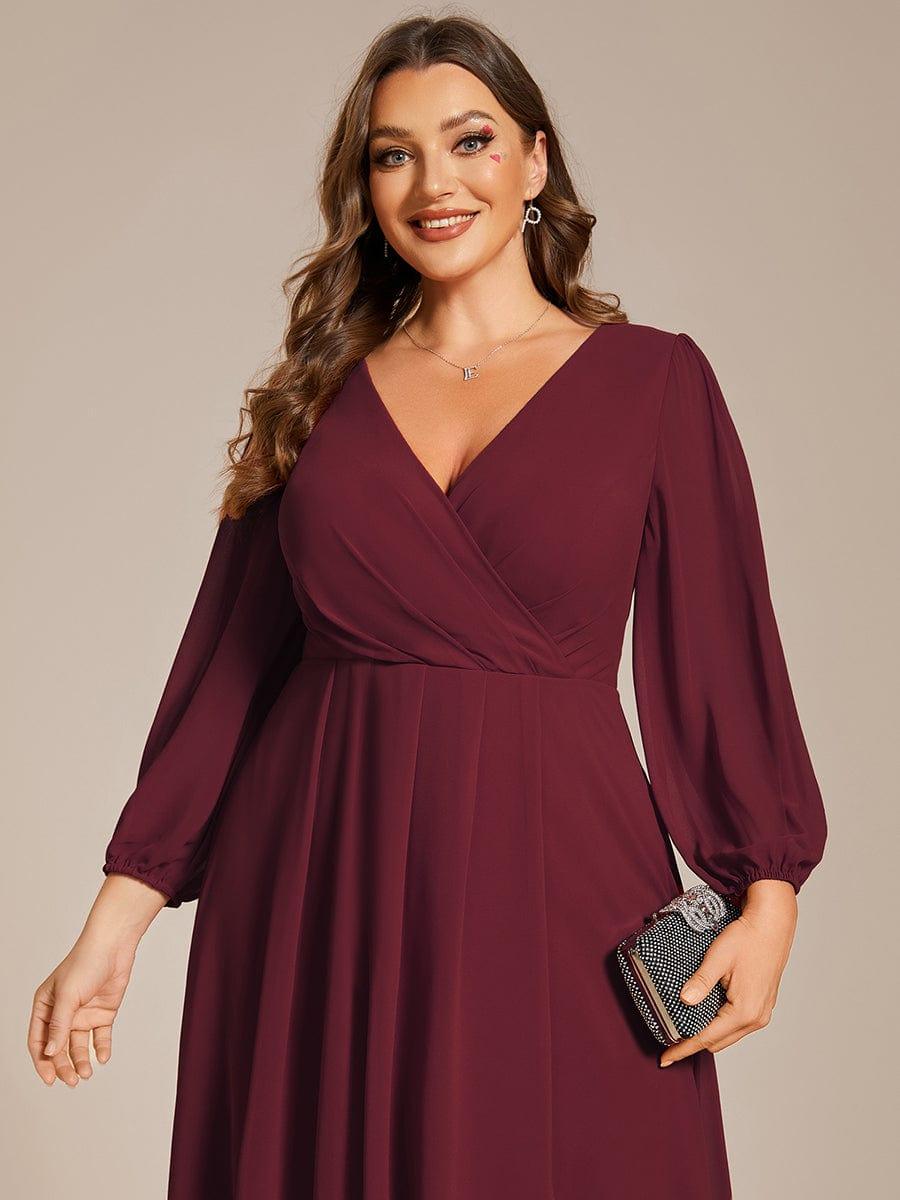 BRIAR|3/4 Sleeves Asymmetrical Hem A-Line Midi Bridesmaid Dress