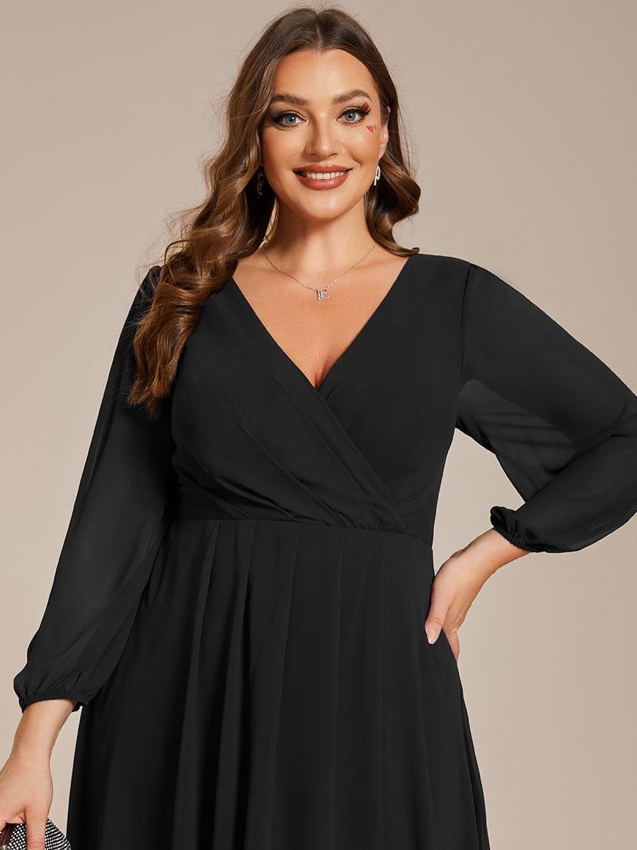 BRIAR|3/4 Sleeves Asymmetrical Hem A-Line Midi Bridesmaid Dress