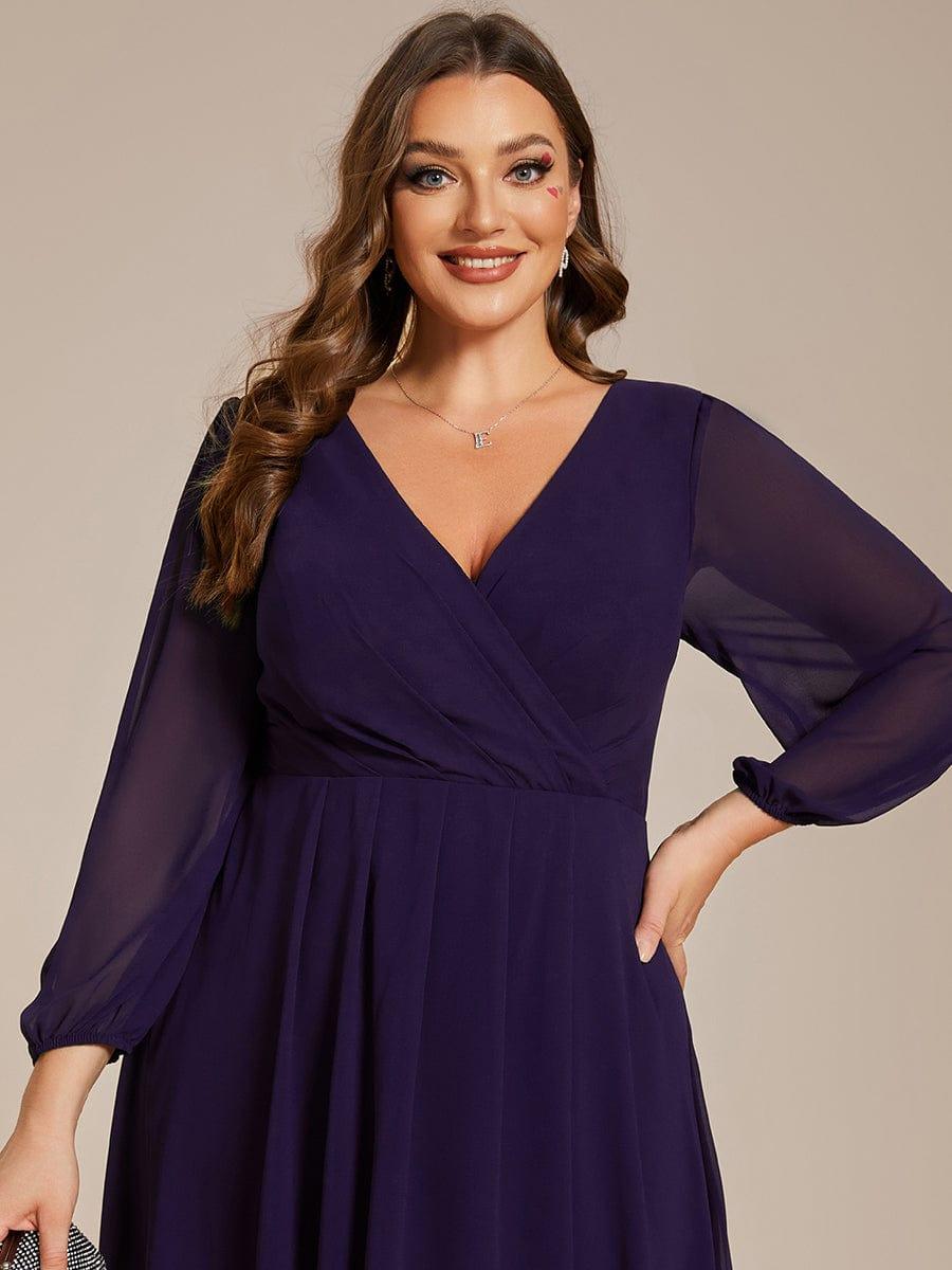 BRIAR|3/4 Sleeves Asymmetrical Hem A-Line Midi Bridesmaid Dress