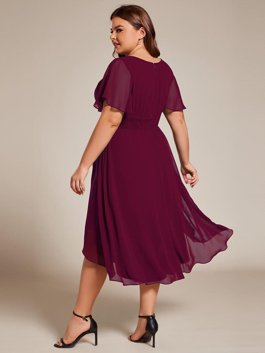 EDEN|Flowy Chiffon Round Neckline A-Line Knee Length Bridesmaid Dress