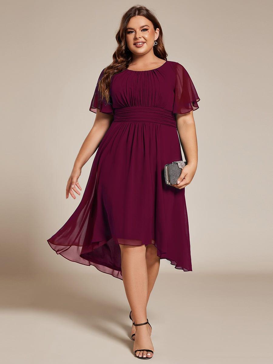 EDEN|Flowy Chiffon Round Neckline A-Line Knee Length Bridesmaid Dress