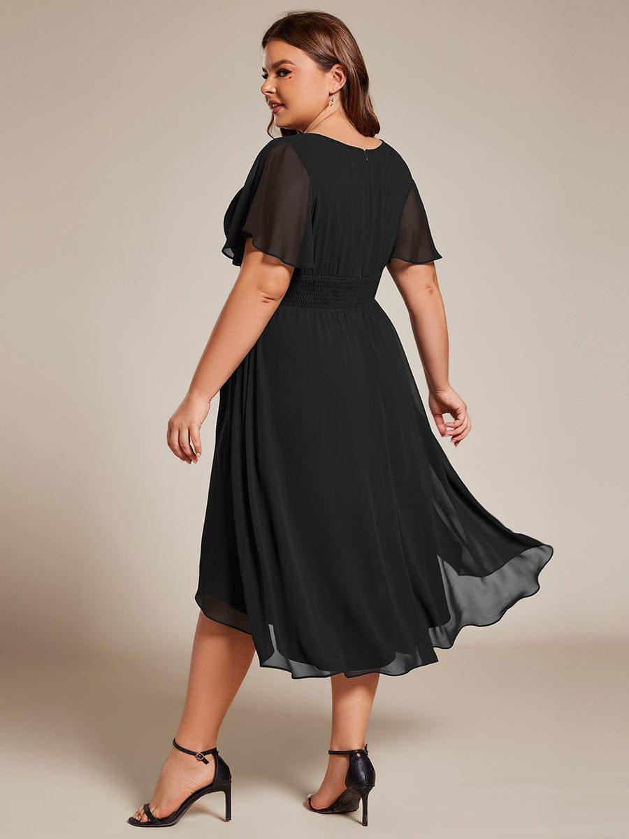 EDEN|Flowy Chiffon Round Neckline A-Line Knee Length Bridesmaid Dress