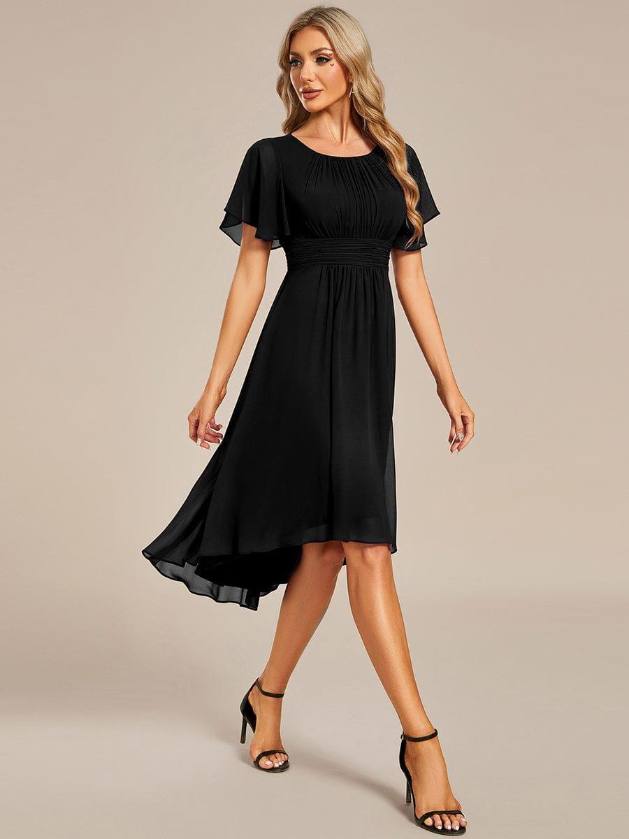 EDEN|Flowy Chiffon Round Neckline A-Line Knee Length Bridesmaid Dress
