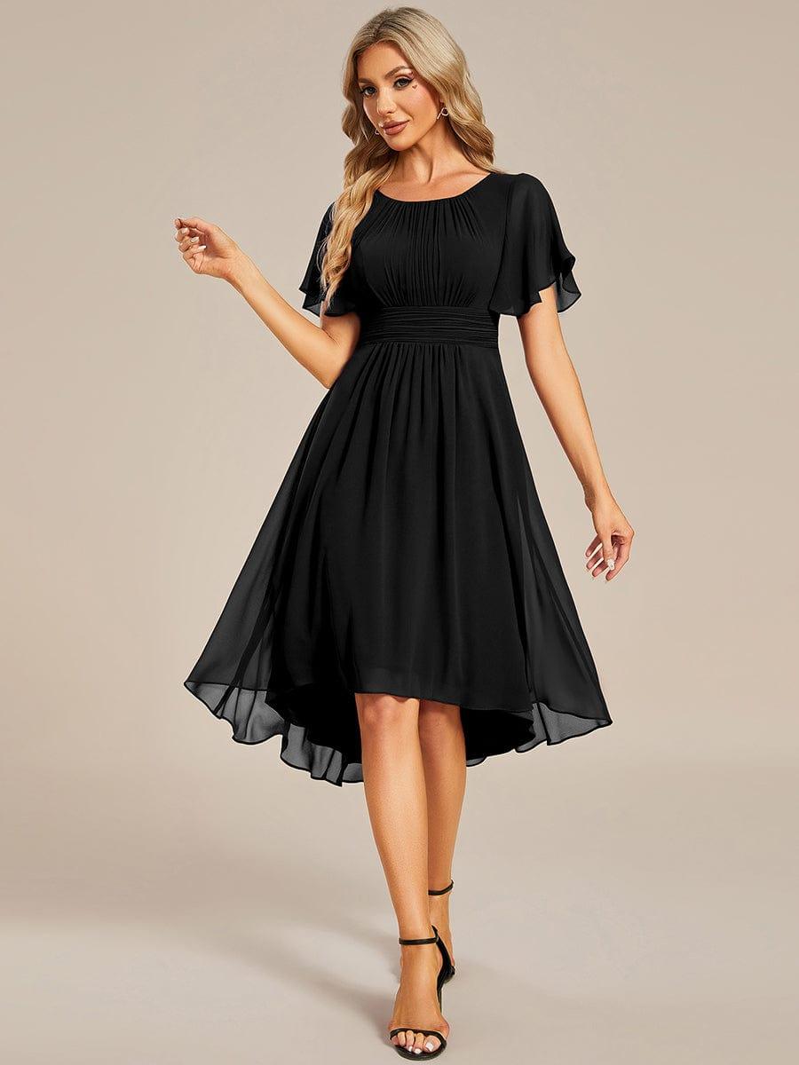 EDEN|Flowy Chiffon Round Neckline A-Line Knee Length Bridesmaid Dress