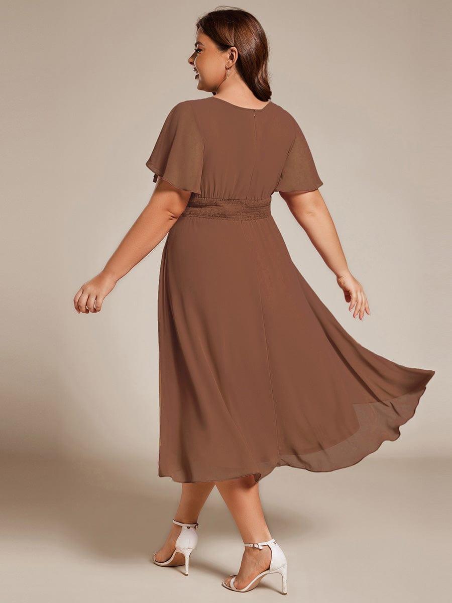 EDEN|Flowy Chiffon Round Neckline A-Line Knee Length Bridesmaid Dress