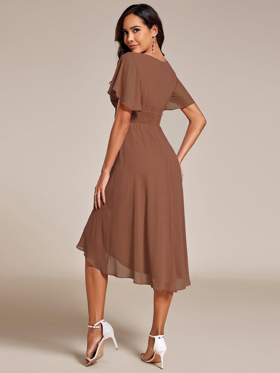 EDEN|Flowy Chiffon Round Neckline A-Line Knee Length Bridesmaid Dress