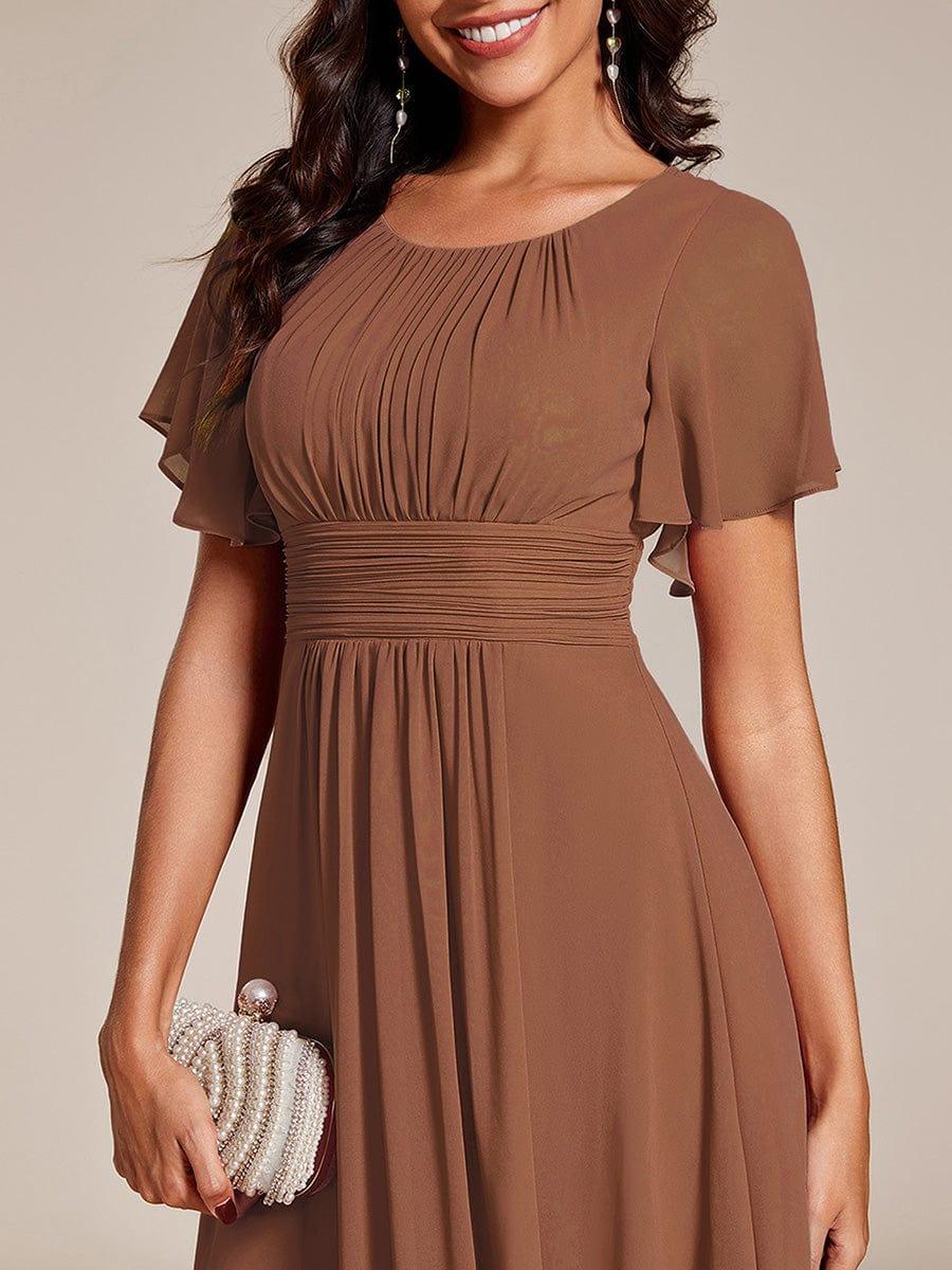 EDEN|Flowy Chiffon Round Neckline A-Line Knee Length Bridesmaid Dress