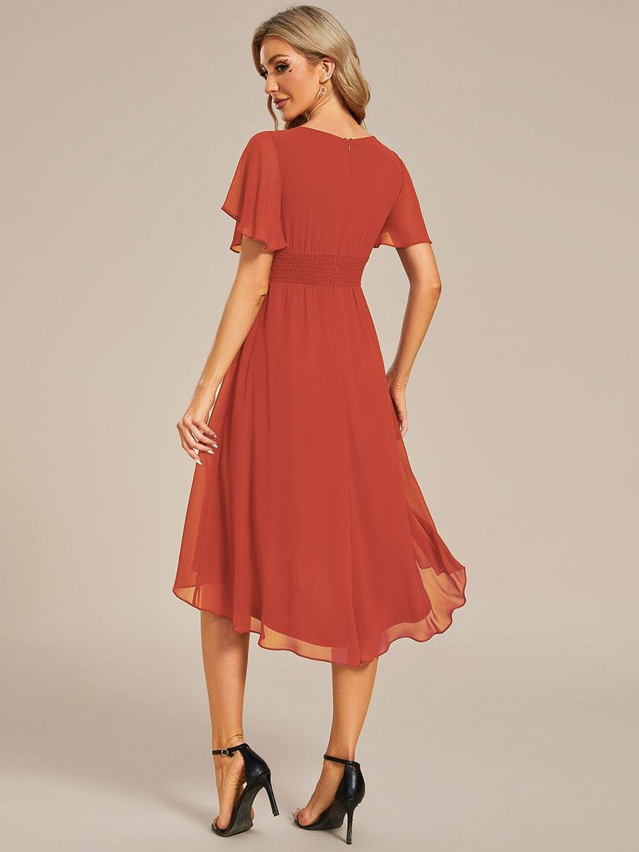 EDEN|Flowy Chiffon Round Neckline A-Line Knee Length Bridesmaid Dress