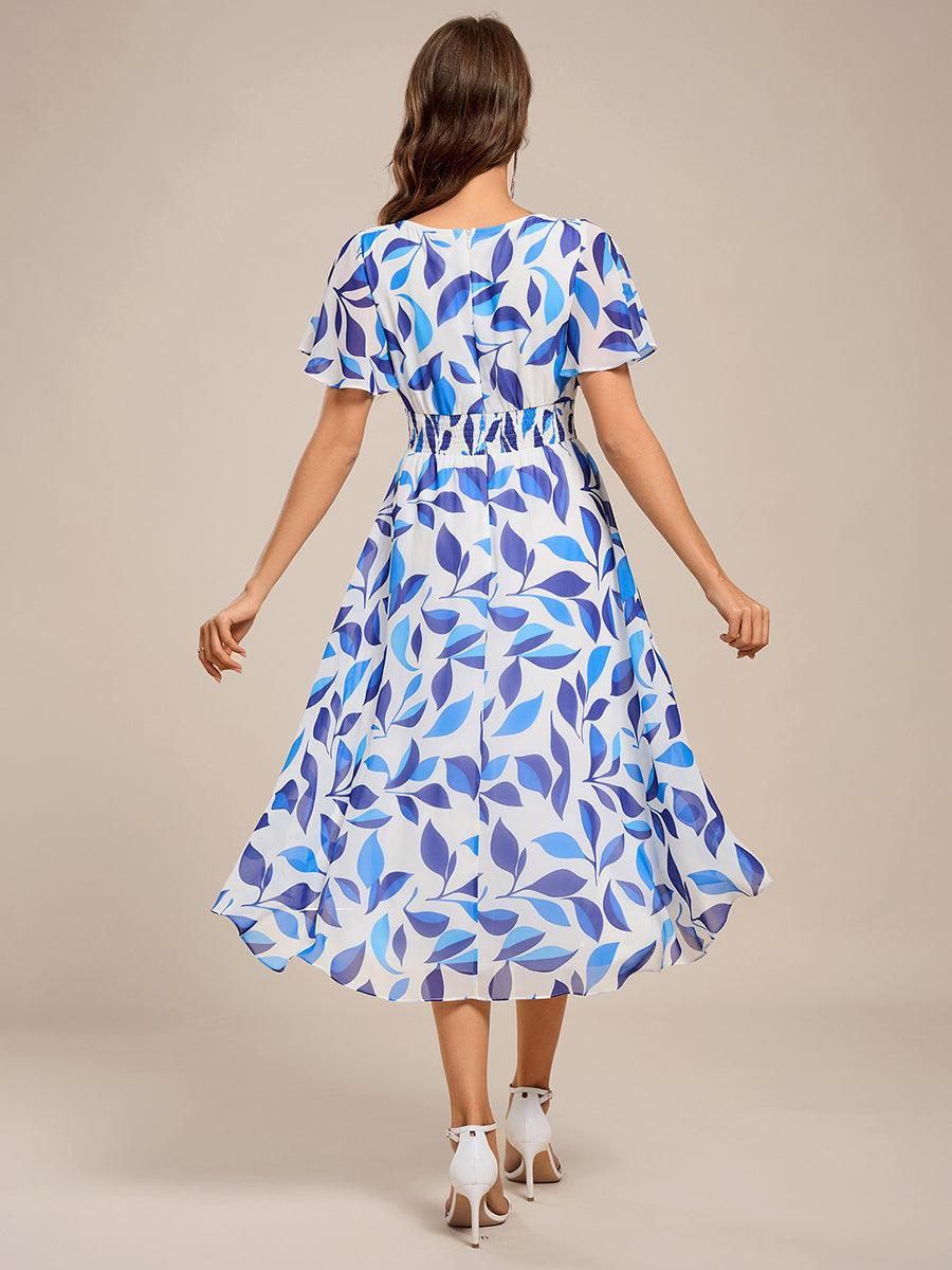 EDEN|Flowy Chiffon Round Neckline A-Line Knee Length Bridesmaid Dress