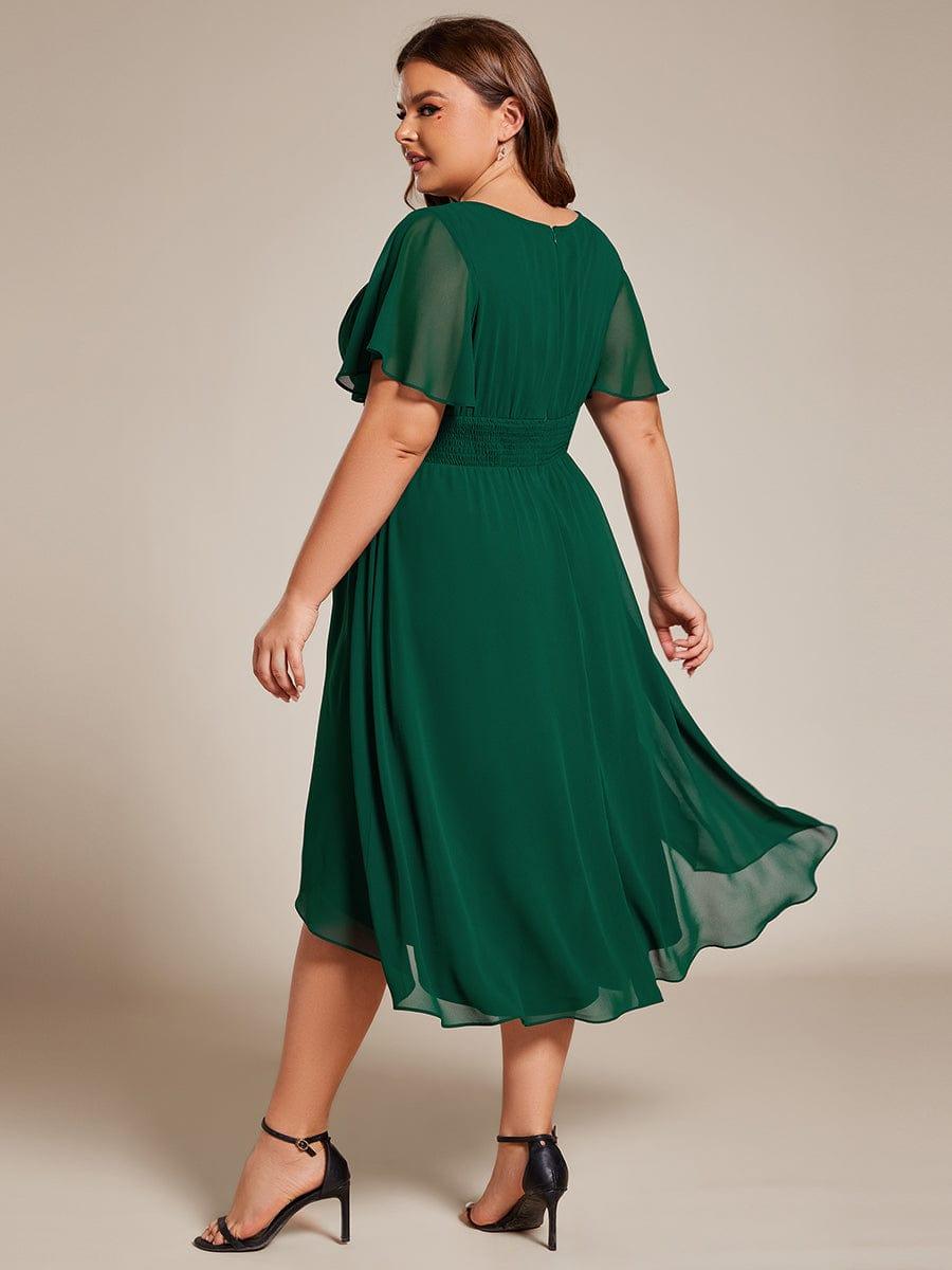 EDEN|Flowy Chiffon Round Neckline A-Line Knee Length Bridesmaid Dress