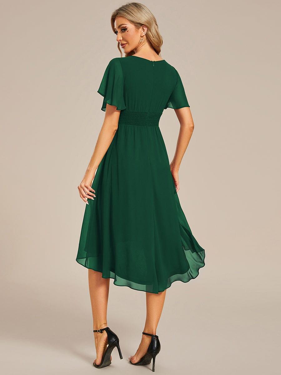 EDEN|Flowy Chiffon Round Neckline A-Line Knee Length Bridesmaid Dress
