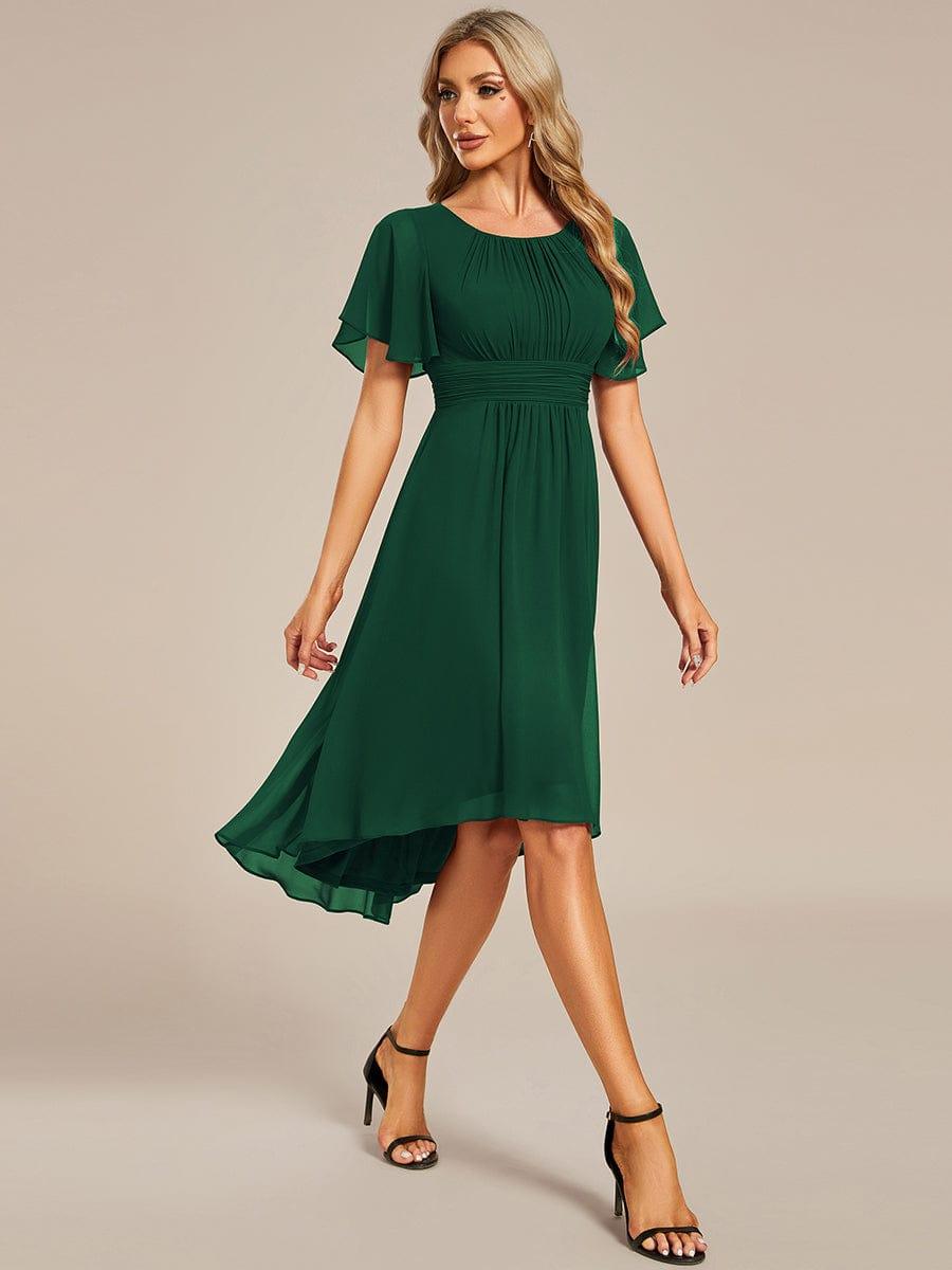 EDEN|Flowy Chiffon Round Neckline A-Line Knee Length Bridesmaid Dress