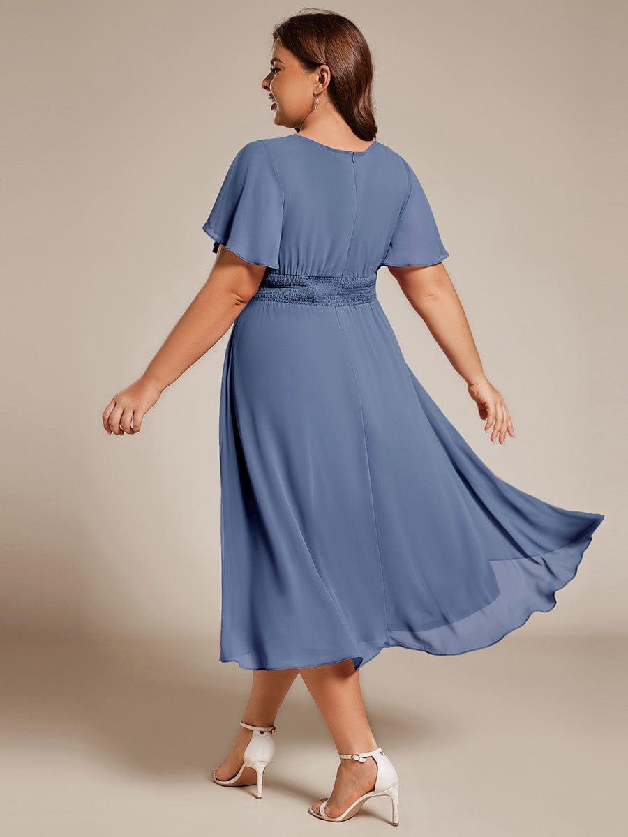 EDEN|Flowy Chiffon Round Neckline A-Line Knee Length Bridesmaid Dress