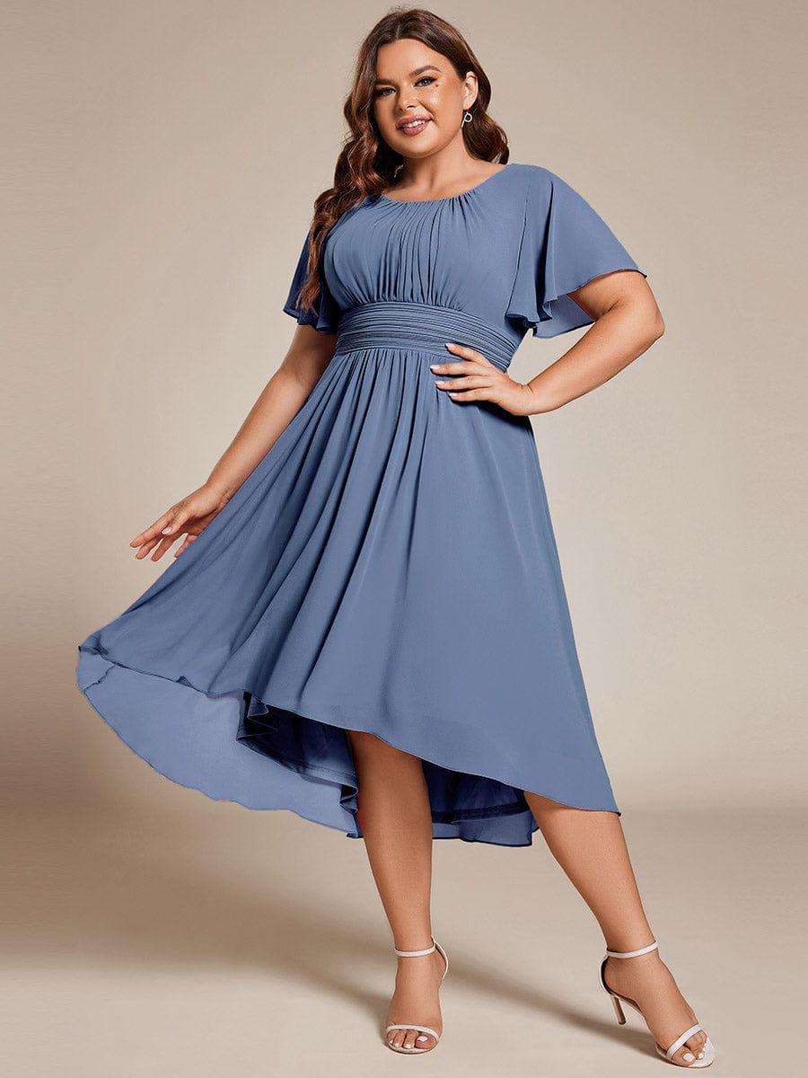 EDEN|Flowy Chiffon Round Neckline A-Line Knee Length Bridesmaid Dress