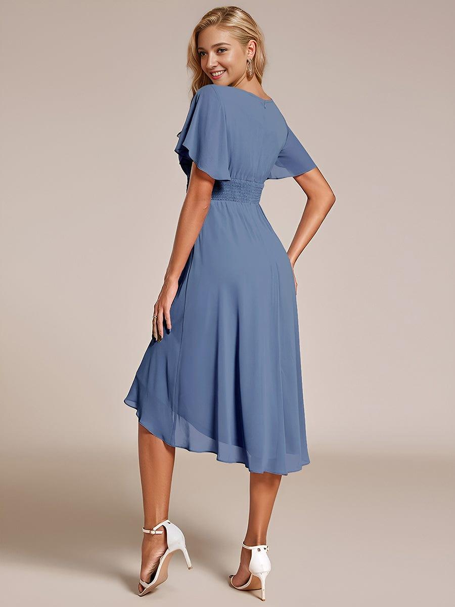EDEN|Flowy Chiffon Round Neckline A-Line Knee Length Bridesmaid Dress