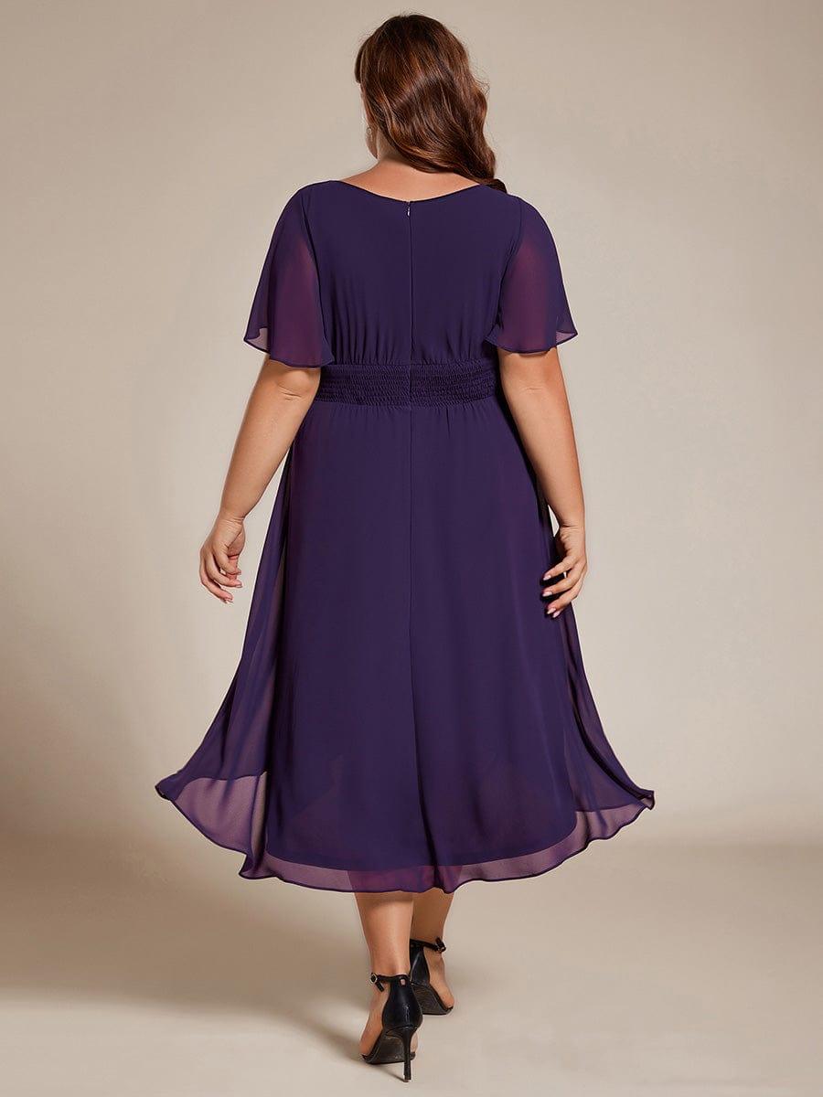 EDEN|Flowy Chiffon Round Neckline A-Line Knee Length Bridesmaid Dress