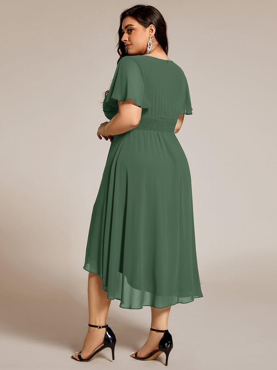 EDEN|Flowy Chiffon Round Neckline A-Line Knee Length Bridesmaid Dress