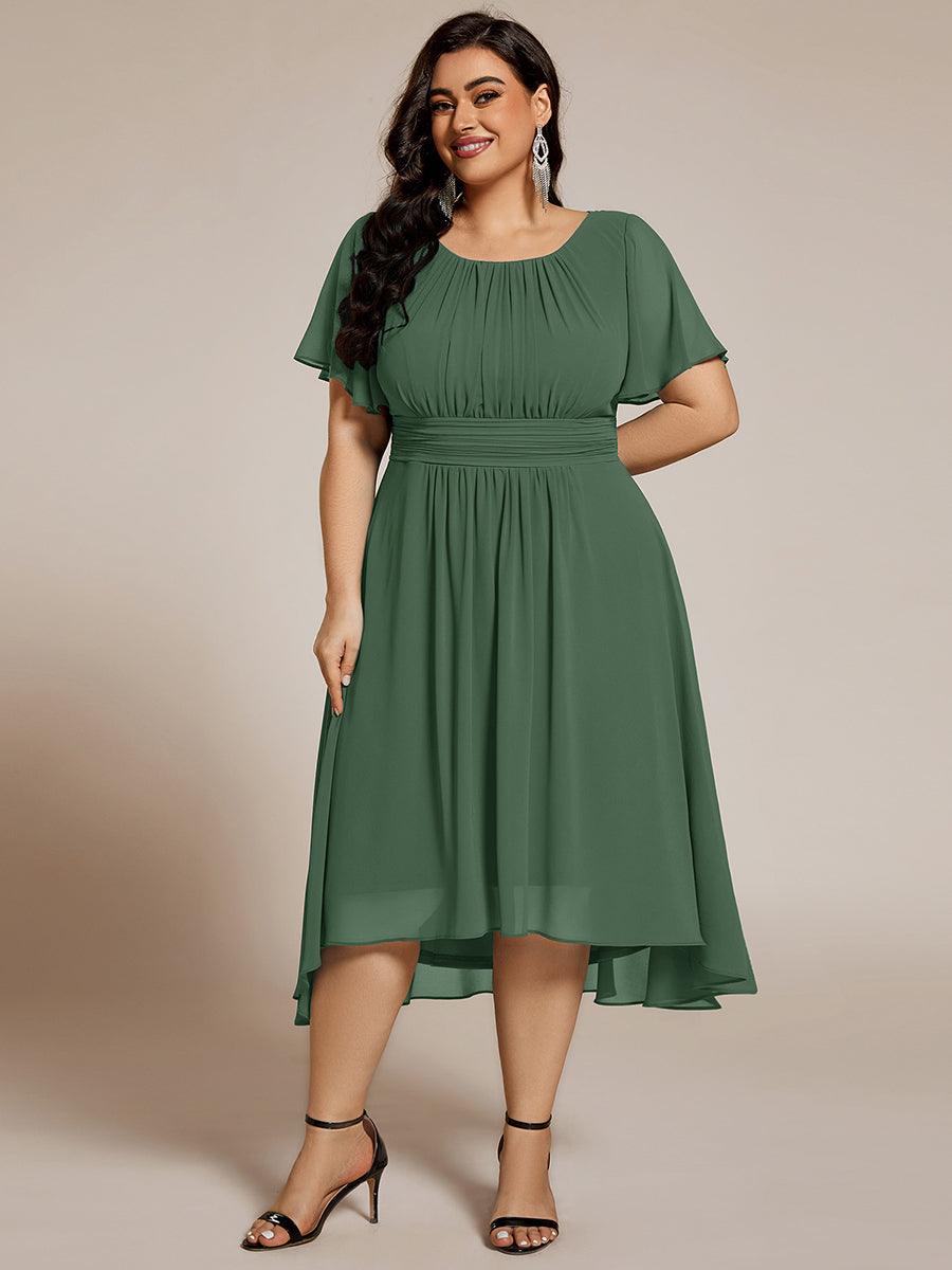 EDEN|Flowy Chiffon Round Neckline A-Line Knee Length Bridesmaid Dress