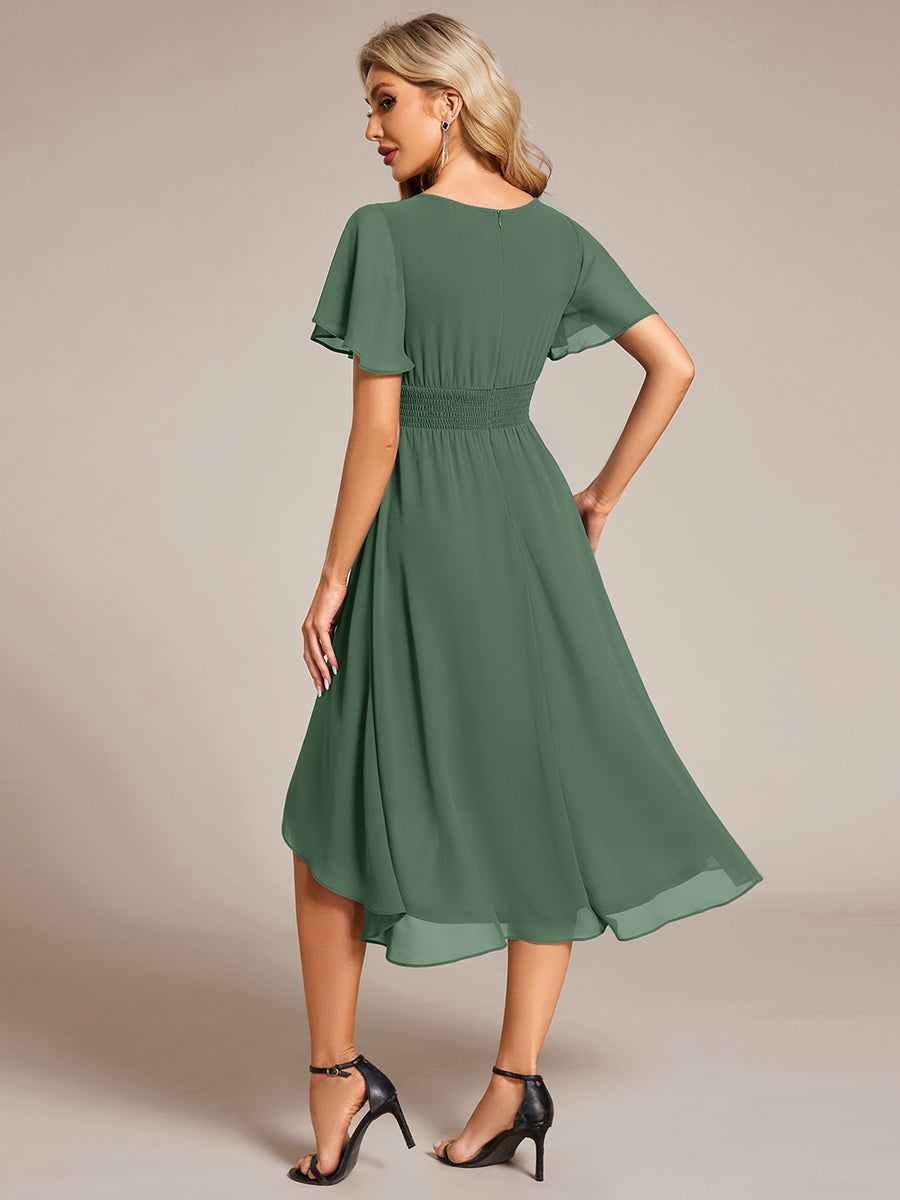 EDEN|Flowy Chiffon Round Neckline A-Line Knee Length Bridesmaid Dress