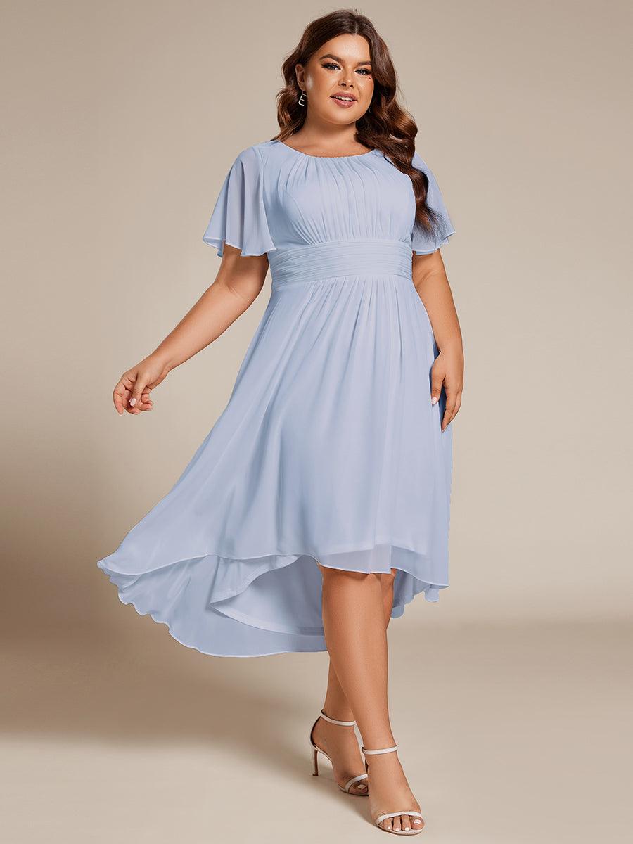 EDEN|Flowy Chiffon Round Neckline A-Line Knee Length Bridesmaid Dress