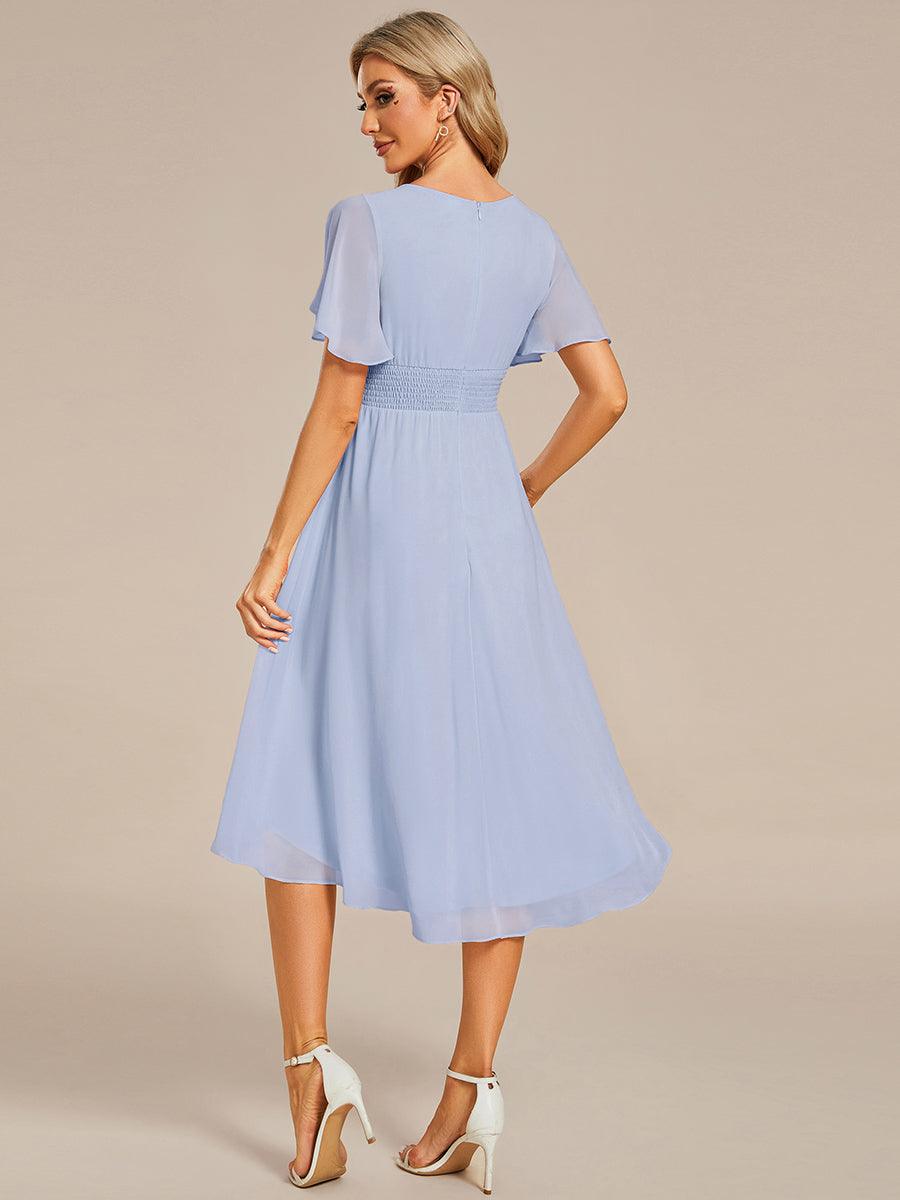 EDEN|Flowy Chiffon Round Neckline A-Line Knee Length Bridesmaid Dress