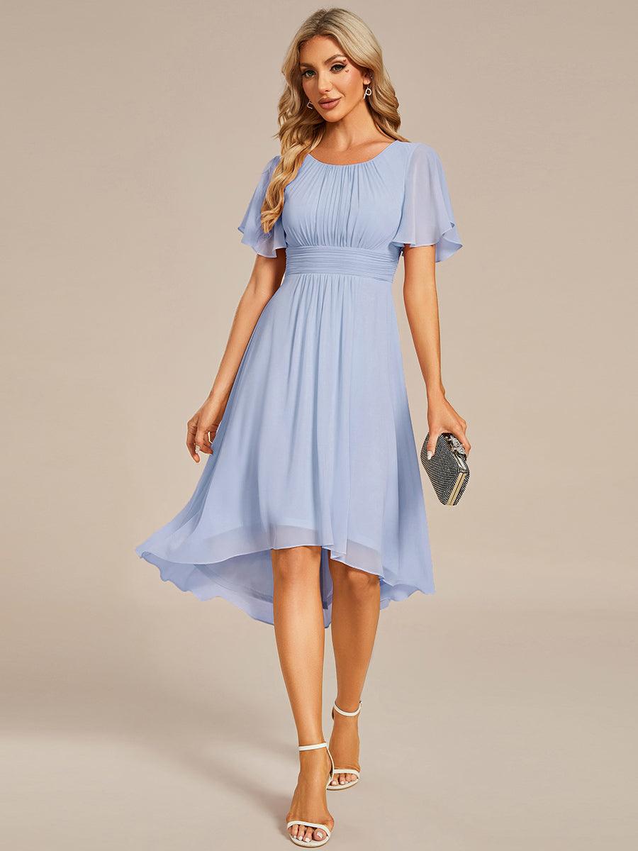 EDEN|Flowy Chiffon Round Neckline A-Line Knee Length Bridesmaid Dress