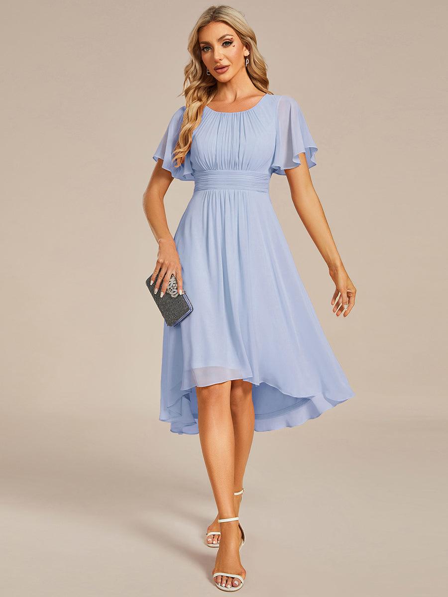EDEN|Flowy Chiffon Round Neckline A-Line Knee Length Bridesmaid Dress