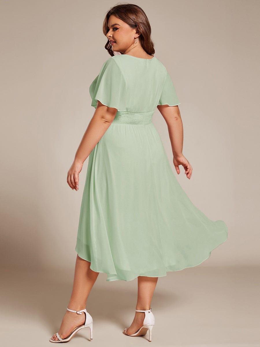 EDEN|Flowy Chiffon Round Neckline A-Line Knee Length Bridesmaid Dress