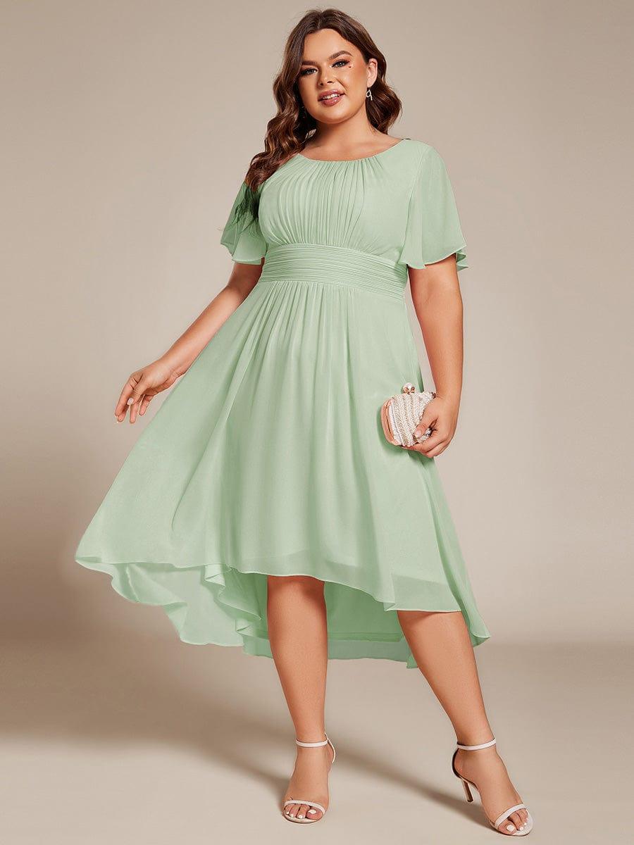 EDEN|Flowy Chiffon Round Neckline A-Line Knee Length Bridesmaid Dress