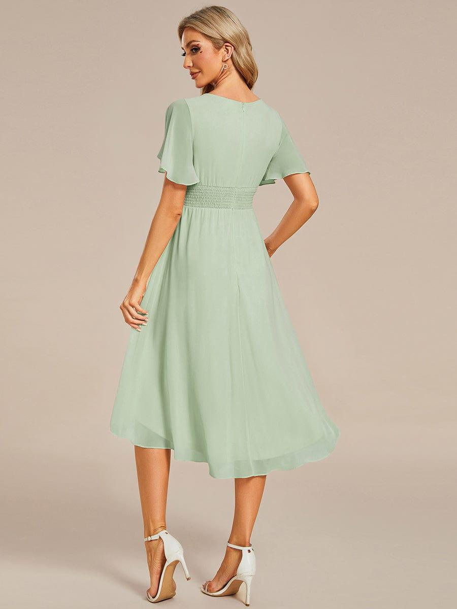 EDEN|Flowy Chiffon Round Neckline A-Line Knee Length Bridesmaid Dress