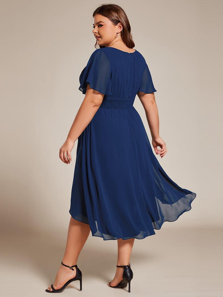 EDEN|Flowy Chiffon Round Neckline A-Line Knee Length Bridesmaid Dress
